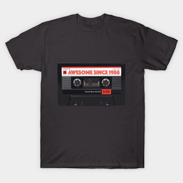 Classic Cassette Tape Mixtape - Awesome Since 1988 Birthday Gift T-Shirt by DankFutura